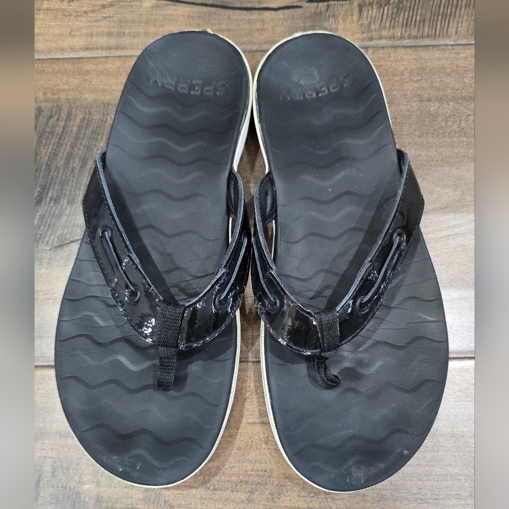 Sperry Black Flip Flops